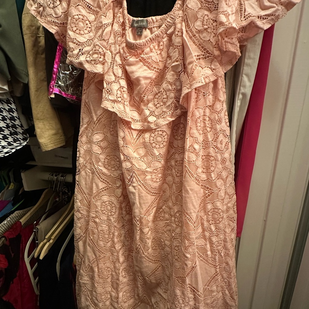 Pink Lace Ruffle Dress